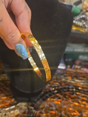 Joan Rivers Gold Hammered Bangle Bracelet